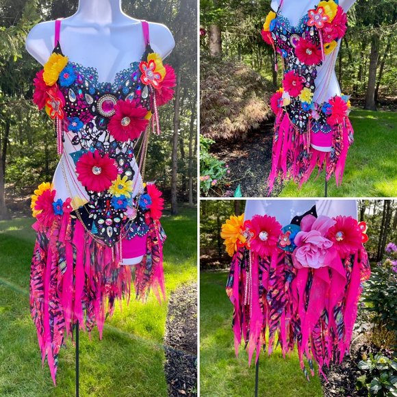 Chained Neon garden Glam fairy costume dress Brand new made by L'Amour Le  Allure